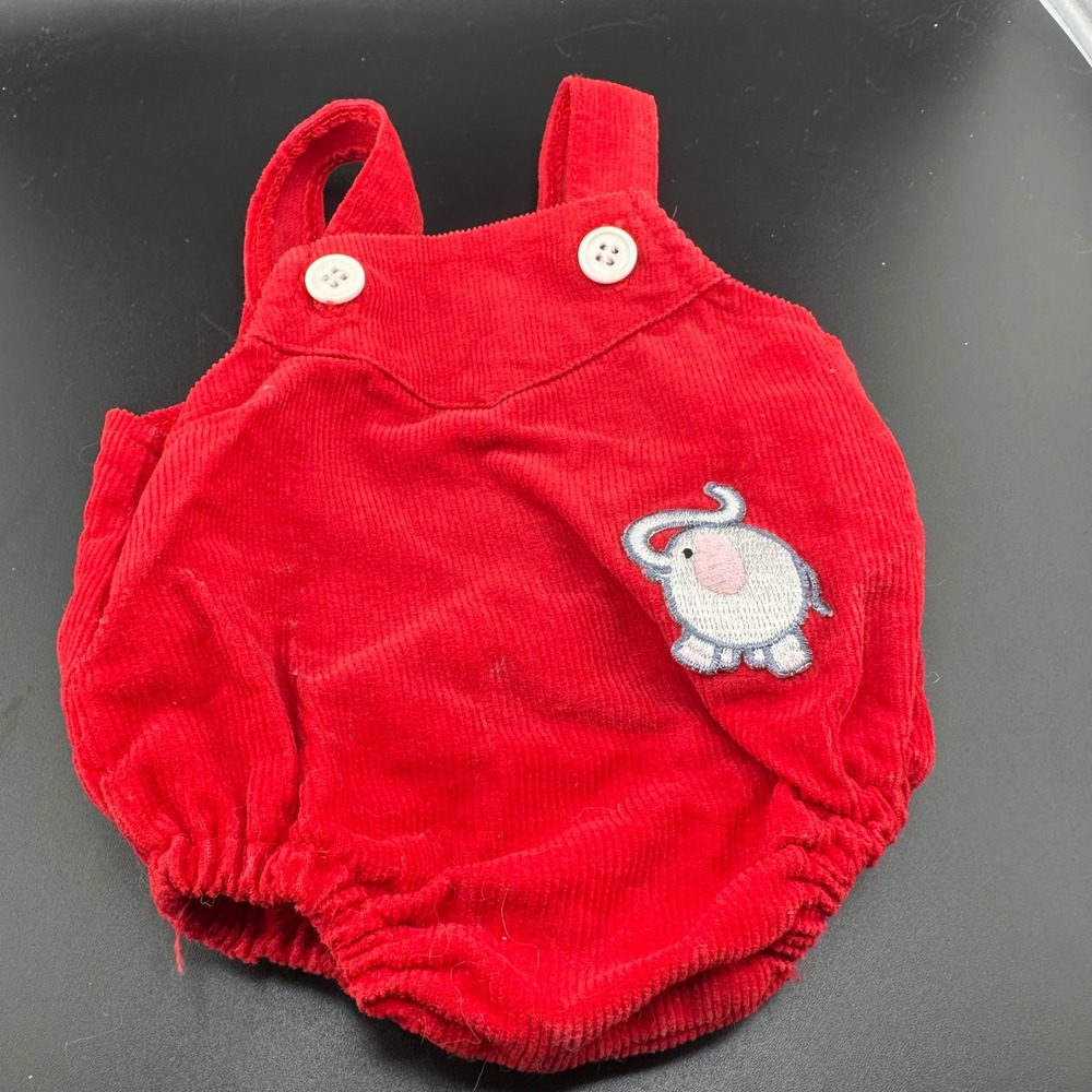 Cabbage Patch Kids Corduroy Red Maroon Romper Elephant Coleco 1980s Overalls